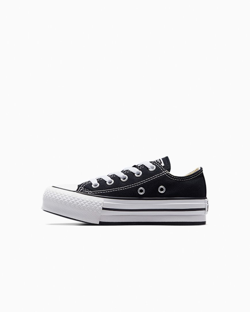 Pantofi Platforma Fete Converse Chuck Taylor All Star Lift Low Top Negrii Albi Negrii | RO WU13TR715